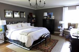 bedroom-decorating-painted-charcoal-gray-walls0white-bedding-black-dresser-decorating-ideas